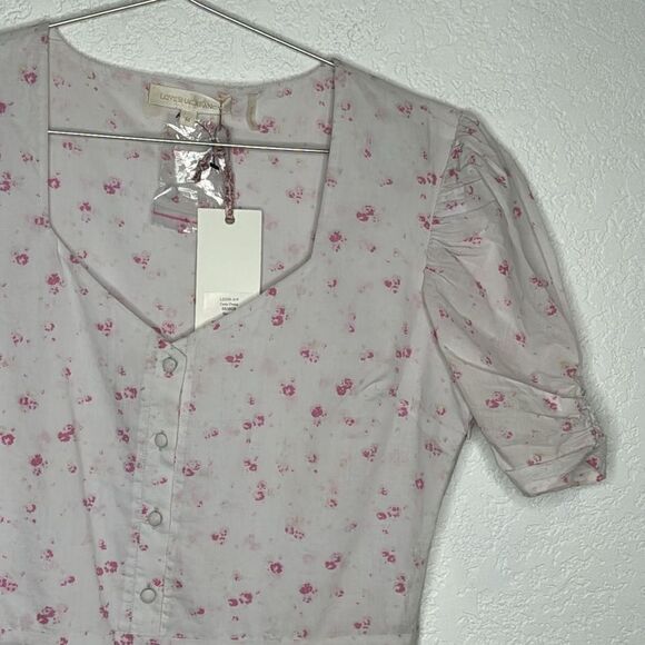 NWT LoveShackFancy Cora Mini Dress Pink Brimfield Floral Medium - Picture 4 of 16